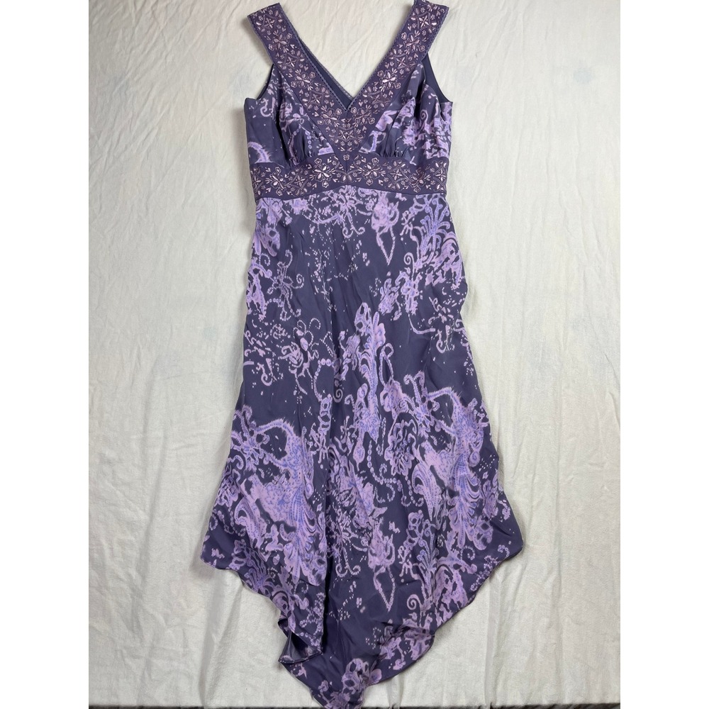 Vintage y2K INC Silk Dress 6P Purple Fairycore Handkerchief Hem